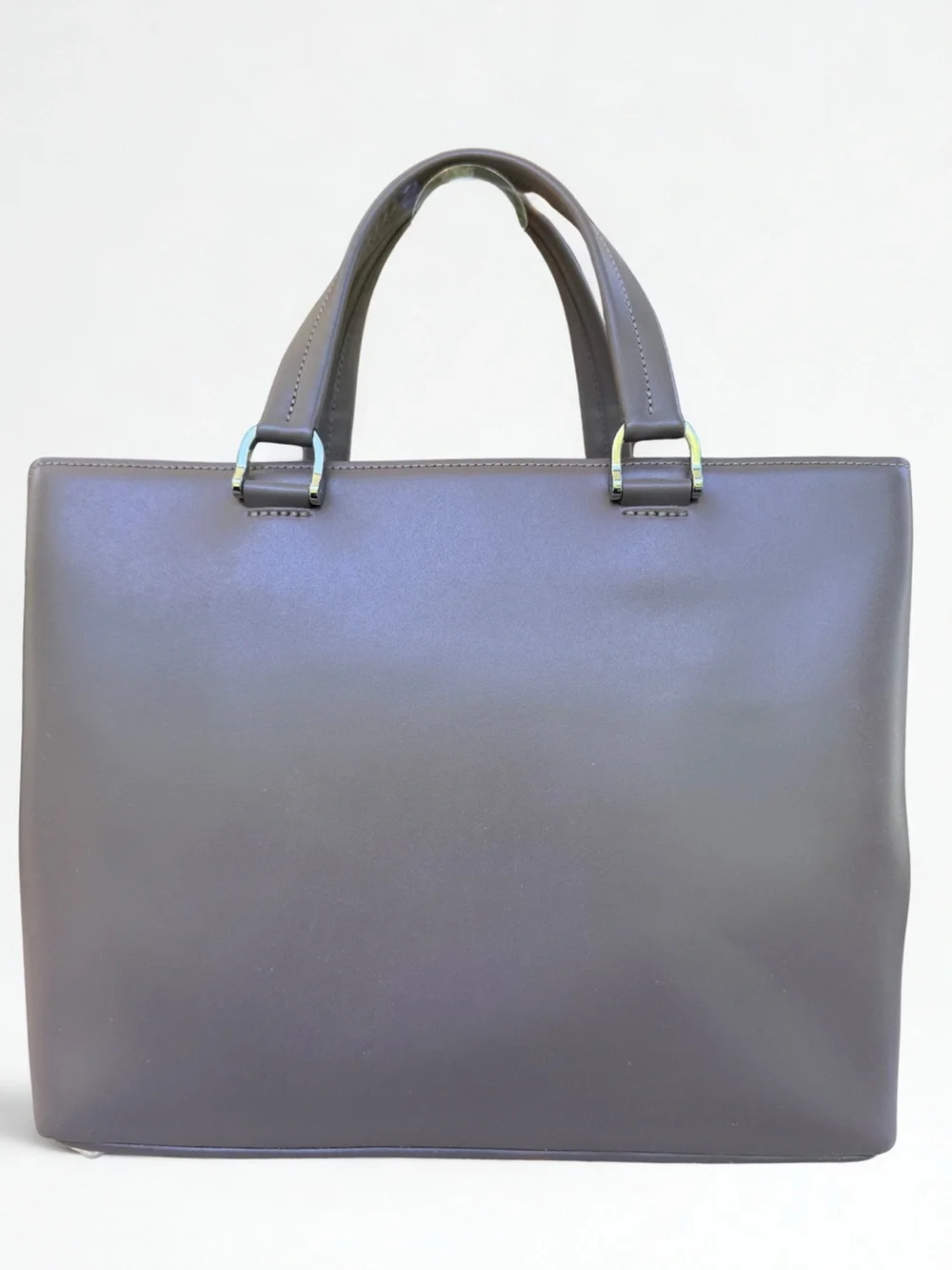 Longchamp Brown Mushroom Smooth Leather Tote with Top Handles